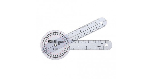 Baseline Plastic Goniometer - 360 Degree Head - 8 inch Arms