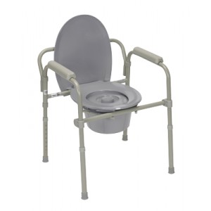 Commode with Drop Arms, Deluxe Steel, Padded Seat